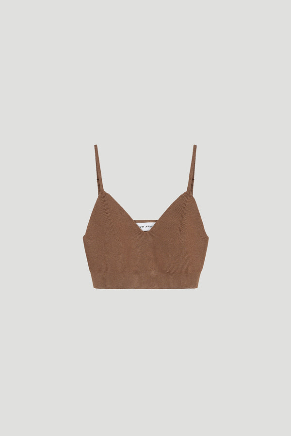 oh april Aji Knit Top Brown