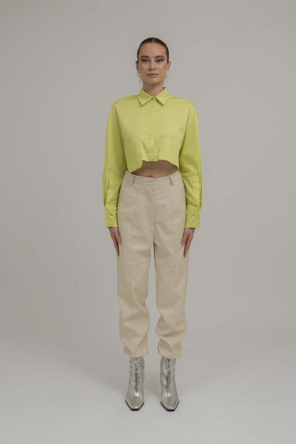 Oh April Aria Cropped Blouse Lime