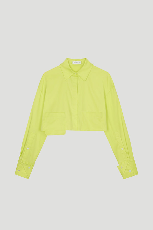 oh april Aria Cropped Blouse Lime