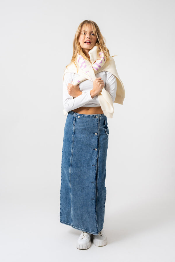 Oh April Aspen Denim Skirt Blue