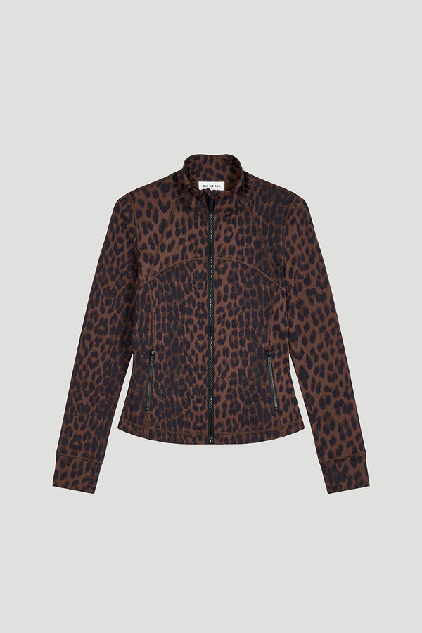 Oh April Aspen Zipper Jacket Leo Mocha