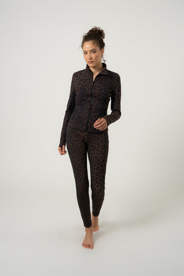 Oh April Aspen Zipper Jacket Leo Mocha