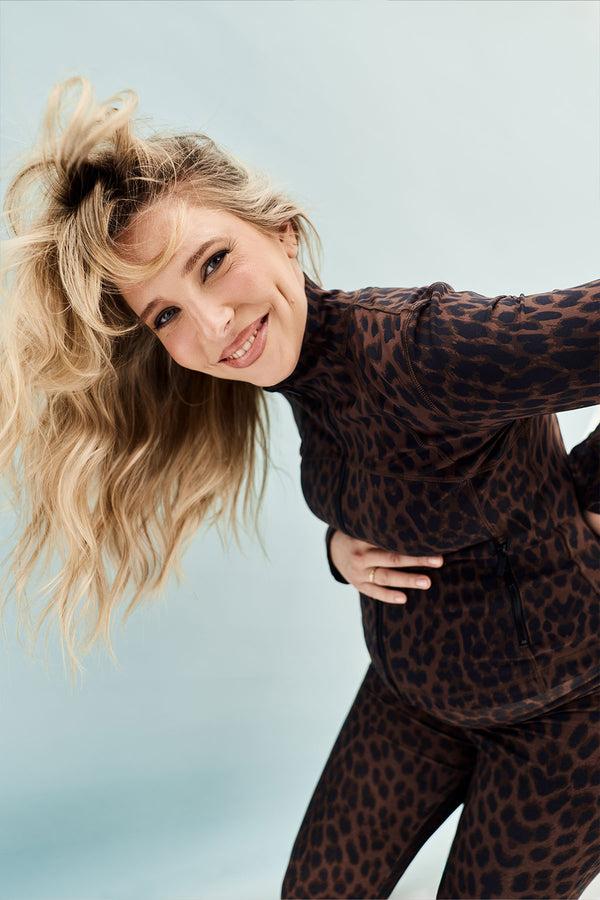 oh april Aspen Zipper Jacket Leo Mocha