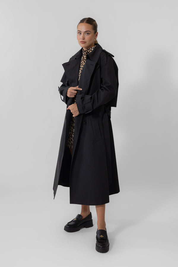 oh april Aubrey Trenchcoat Black
