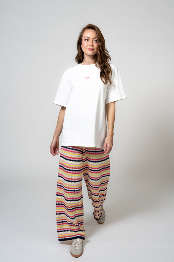 Oh April BF T-Shirt Summer Party Stripe Pearl