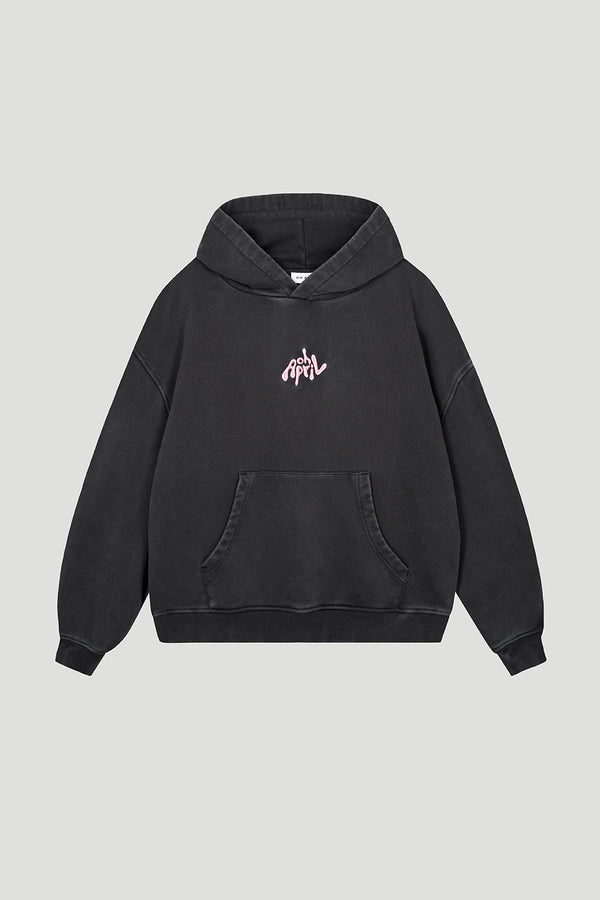 Oh April Boyfriend Hoodie Fluffy Dark Grey Acid