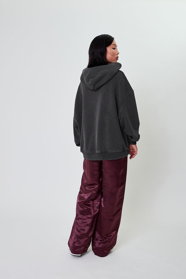 Oh April Boyfriend Hoodie Fluffy Dark Grey Acid