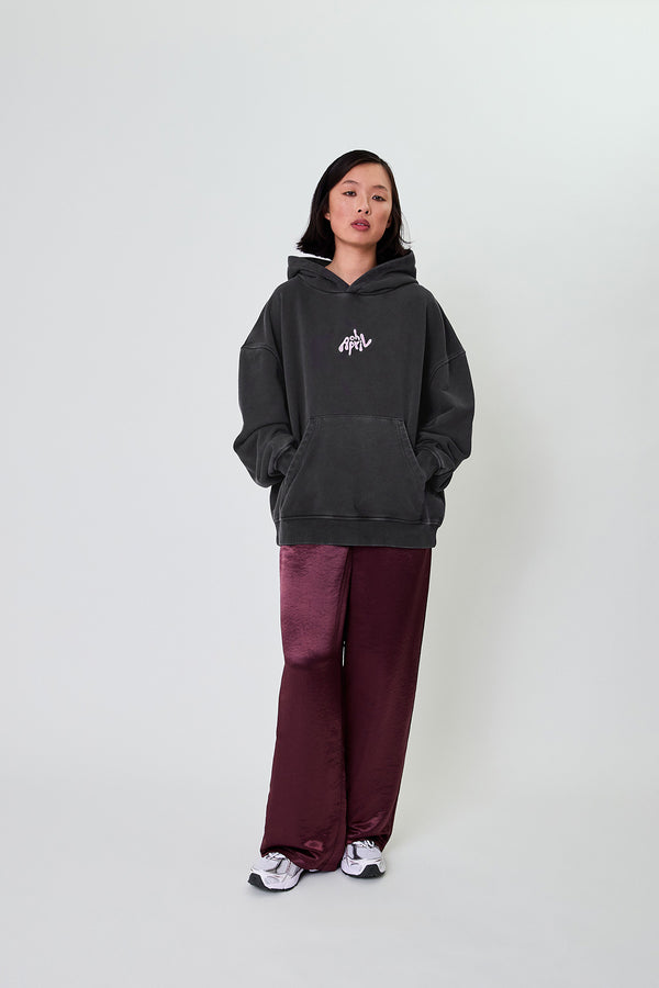 oh april Boyfriend Hoodie Fluffy Dark Grey Acid