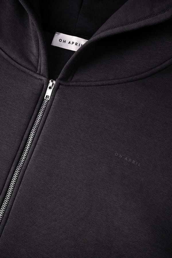 Oh April Boyfriend Zip Hoodie Black
