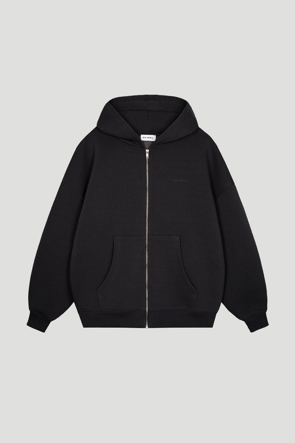 oh april Boyfriend Zip Hoodie Black