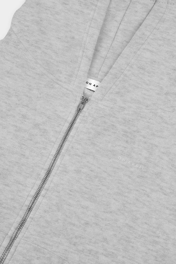 Oh April Boyfriend Zip Hoodie Grey Melange