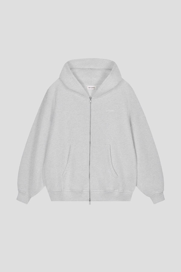 oh april Boyfriend Zip Hoodie Grey Melange