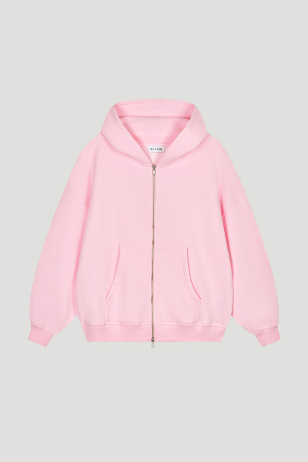 Oh April Boyfriend Zip Hoodie Soft Blush