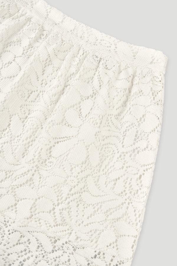 Oh April Cherimoya Lace Skirt Off White