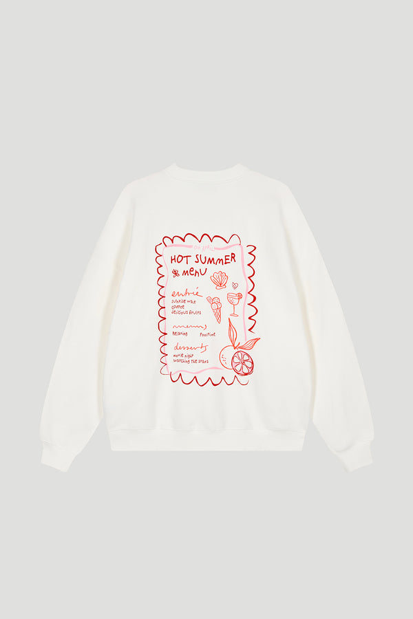 oh april Crewneck Sweater Hot Summer Menu Pearl