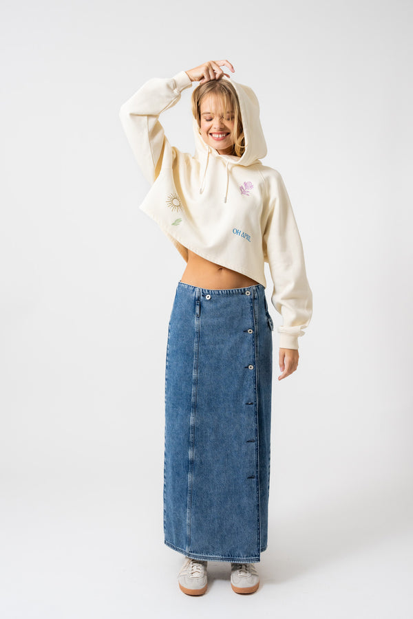 Oh April Cropped Hoodie Scribble Soft Sand