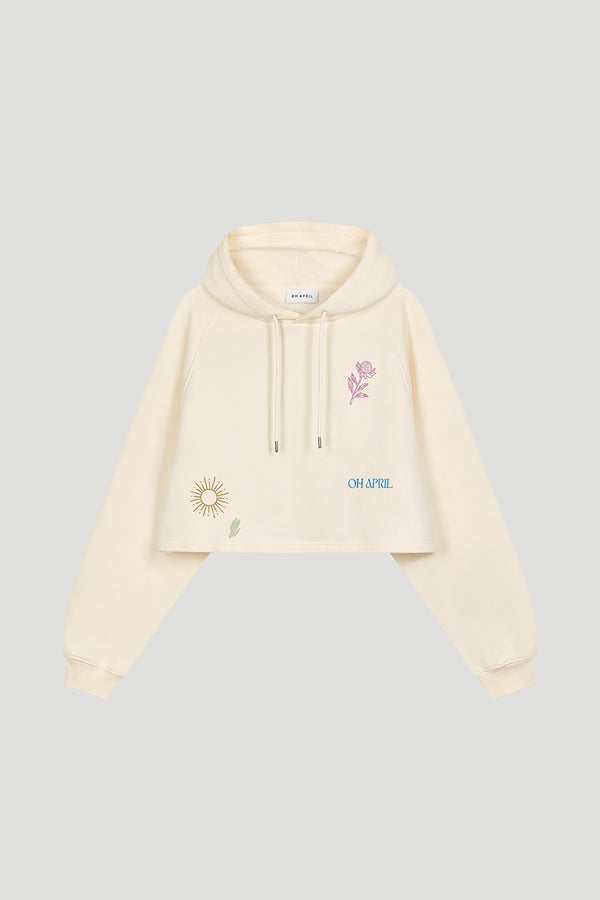 oh april Cropped Hoodie Scribble Soft Sand