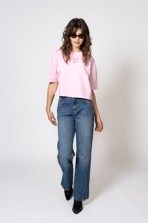 Oh April Cropped T-Shirt Heart Soft Blush