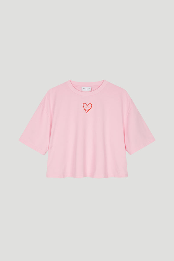 oh april Cropped T-Shirt Heart Soft Blush