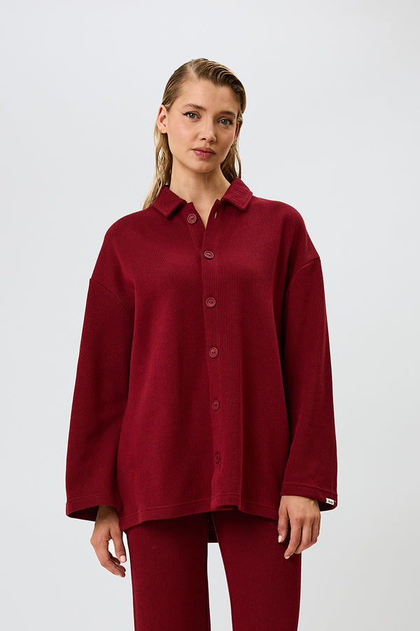 oh april Fleur Winter Blouse Merlot