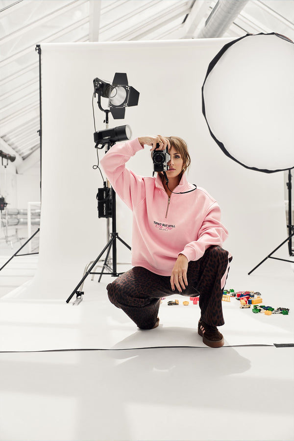 oh april Georgia Half-Zip Sweater Baby Rose