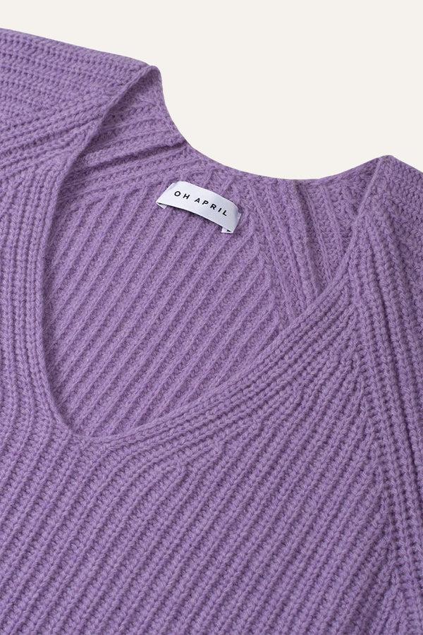 Oh April Harper Oversized V-Neck Lilac