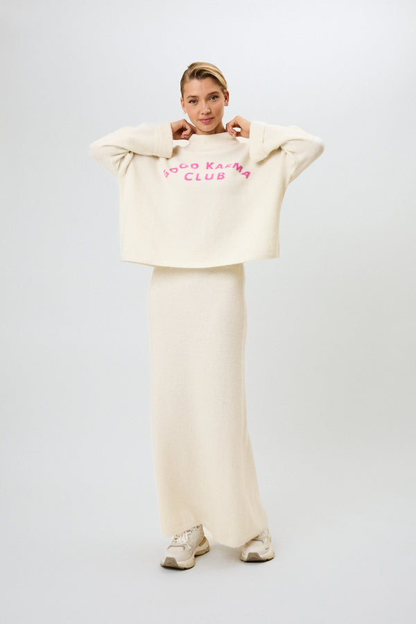 Oh April Insa Knit Skirt Off White