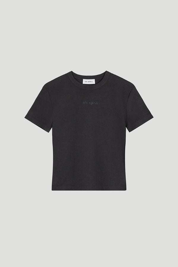 oh april Ivy Rib T-Shirt Black