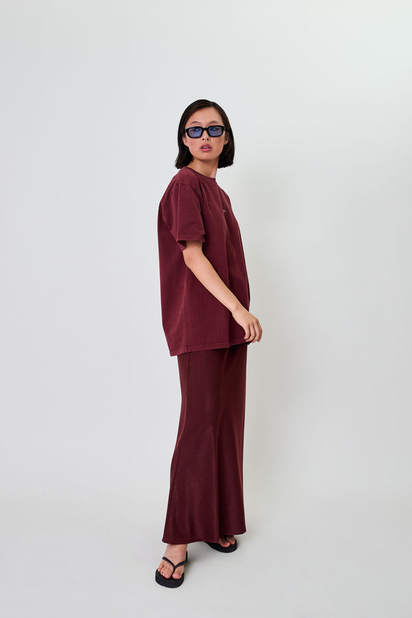 Oh April Jaelynn Satin Skirt Cherrywood