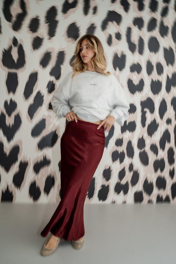 oh april Jaelynn Satin Skirt Cherrywood