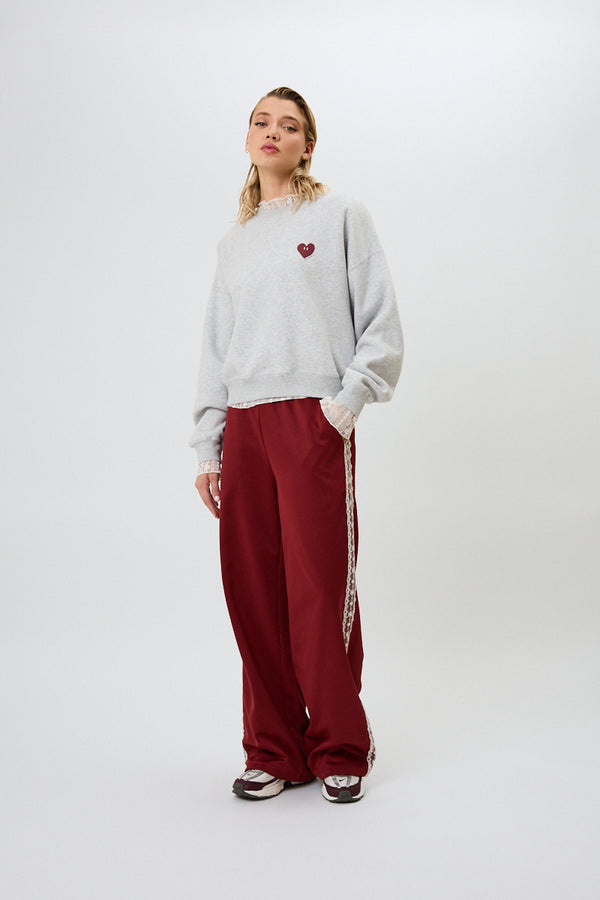 Oh April Kael Lace Trackpants Merlot