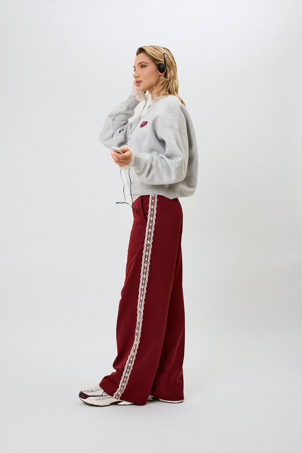 oh april Kael Lace Trackpants Merlot