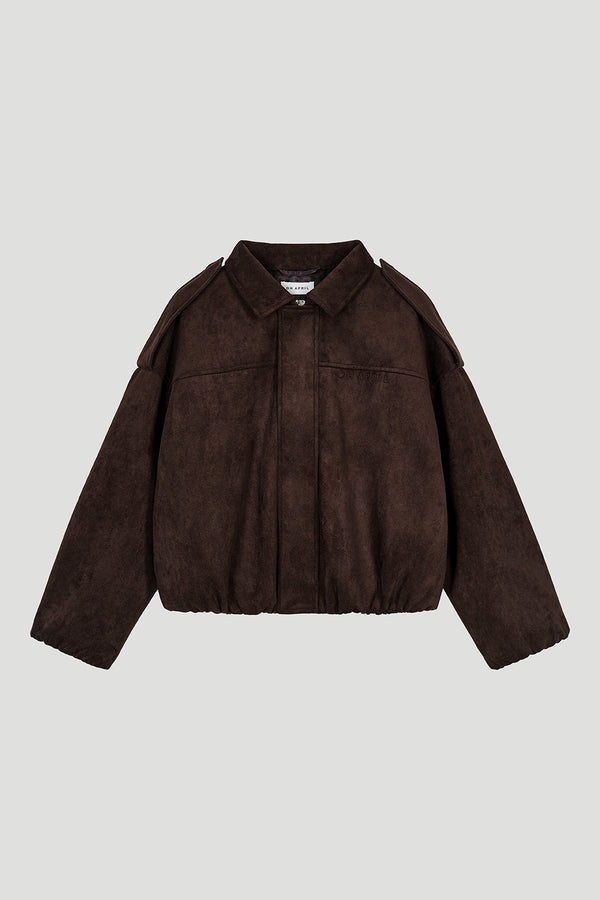 Oh April Katie Vegan Suede Leather Jacket Truffle