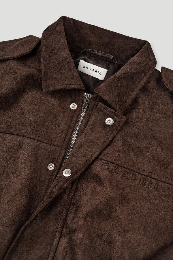 Oh April Katie Vegan Suede Leather Jacket Truffle