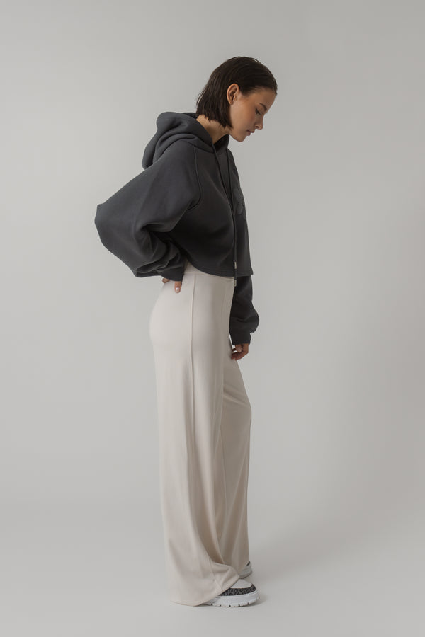 Oh April Koa Cropped Hoodie Dark Iron