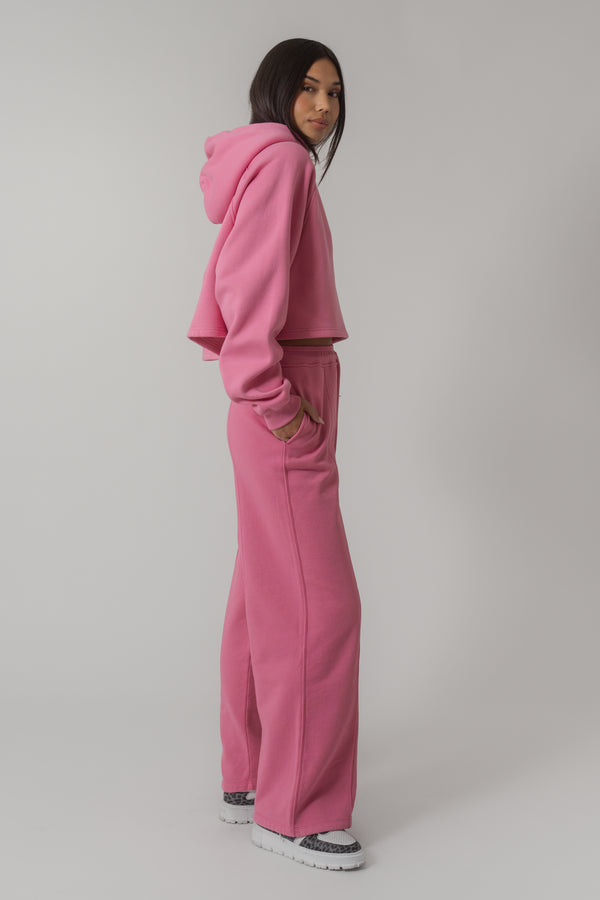 Oh April Koa Cropped Hoodie Deep Pink