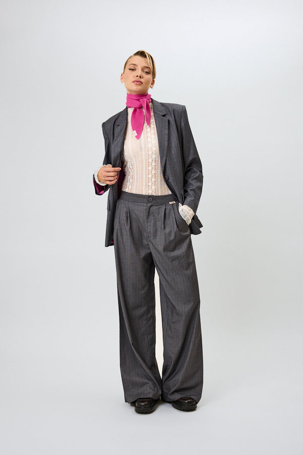 Oh April Leana Pleated Trousers Pinstripe
