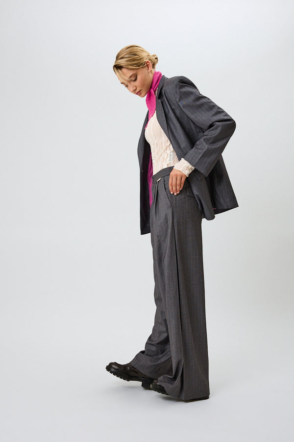 Oh April Leana Pleated Trousers Pinstripe