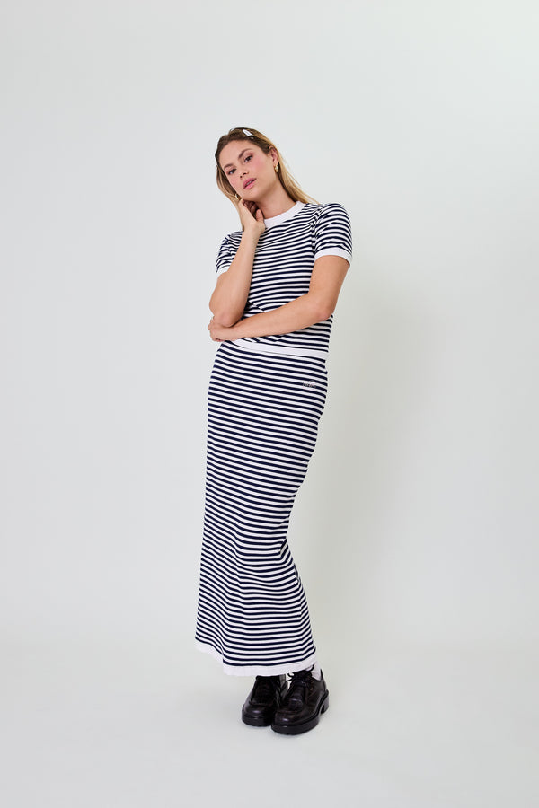 Oh April Lior Striped Skirt Blackberry