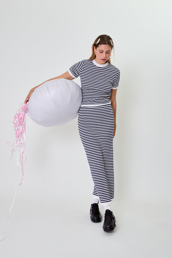 oh april Lior Striped Skirt Blackberry