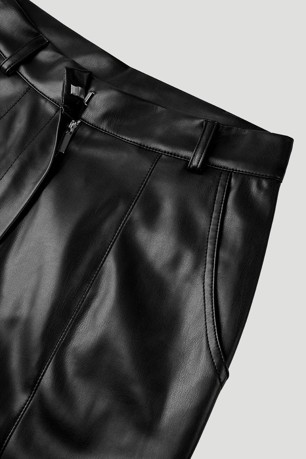 Oh April Lona Vegan Leather Pants Black