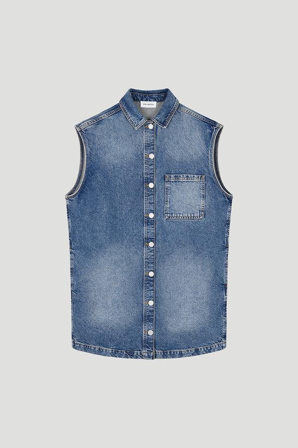 oh april Meva Denim Dress Denim Mid Blue