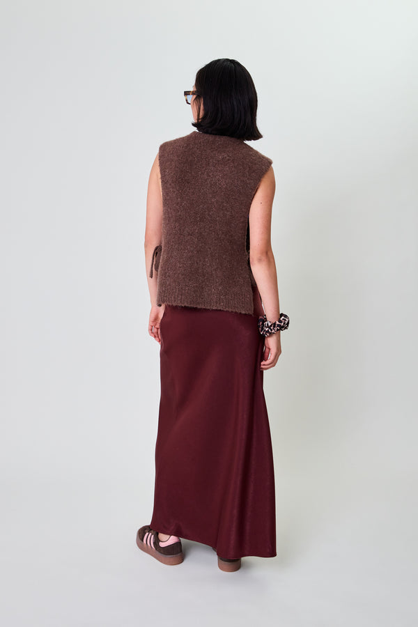 Oh April Moxie Tie Vest Brown