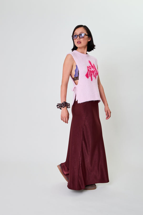 Oh April Moxie Tie Vest Sugar Pink