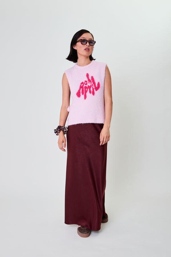 Oh April Moxie Tie Vest Sugar Pink