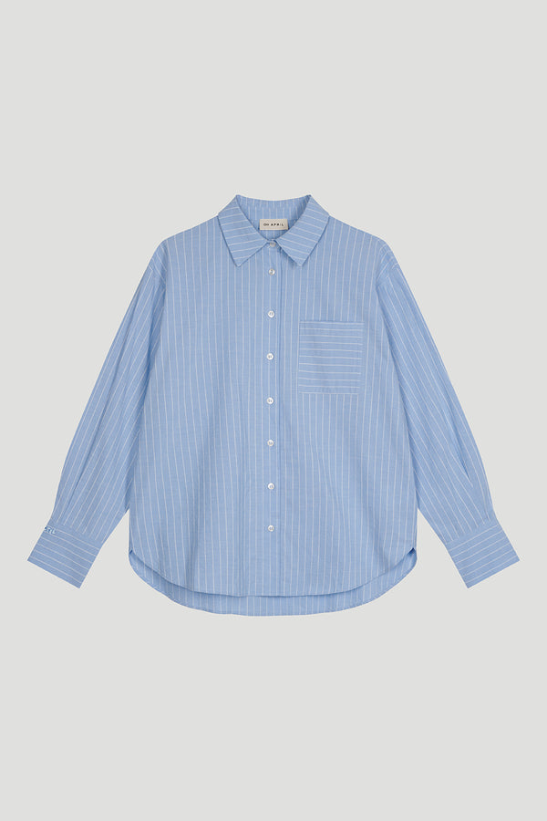oh april Nia Button Up Shirt Ice Blue