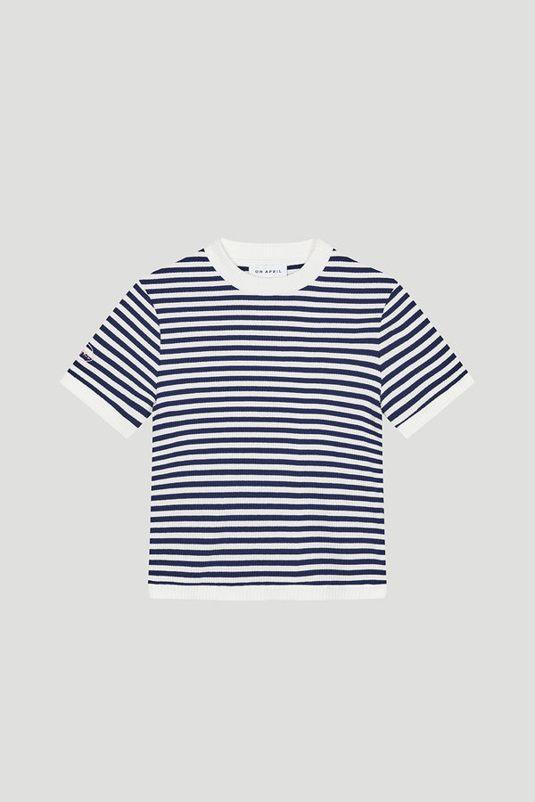 Oh April Nuala Striped Tee Blackberry
