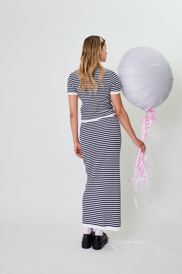 Oh April Nuala Striped Tee Blackberry