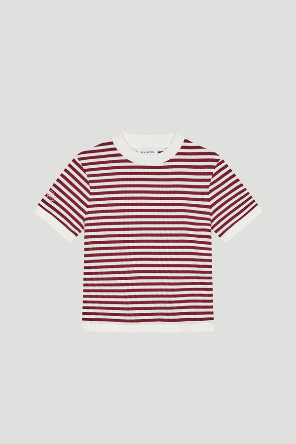 Oh April Nuala Striped Tee Cherrywood