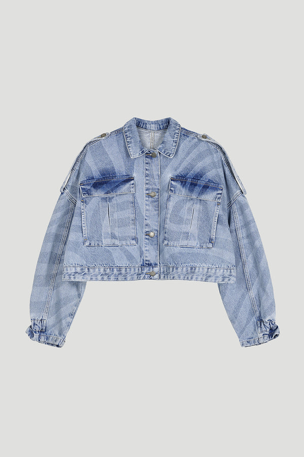 oh april Oona Denim Jacket Blue Zebra